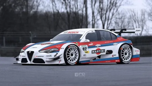 Alfa Romeo Giulia, in un rendering indossa la livrea Martini Racing