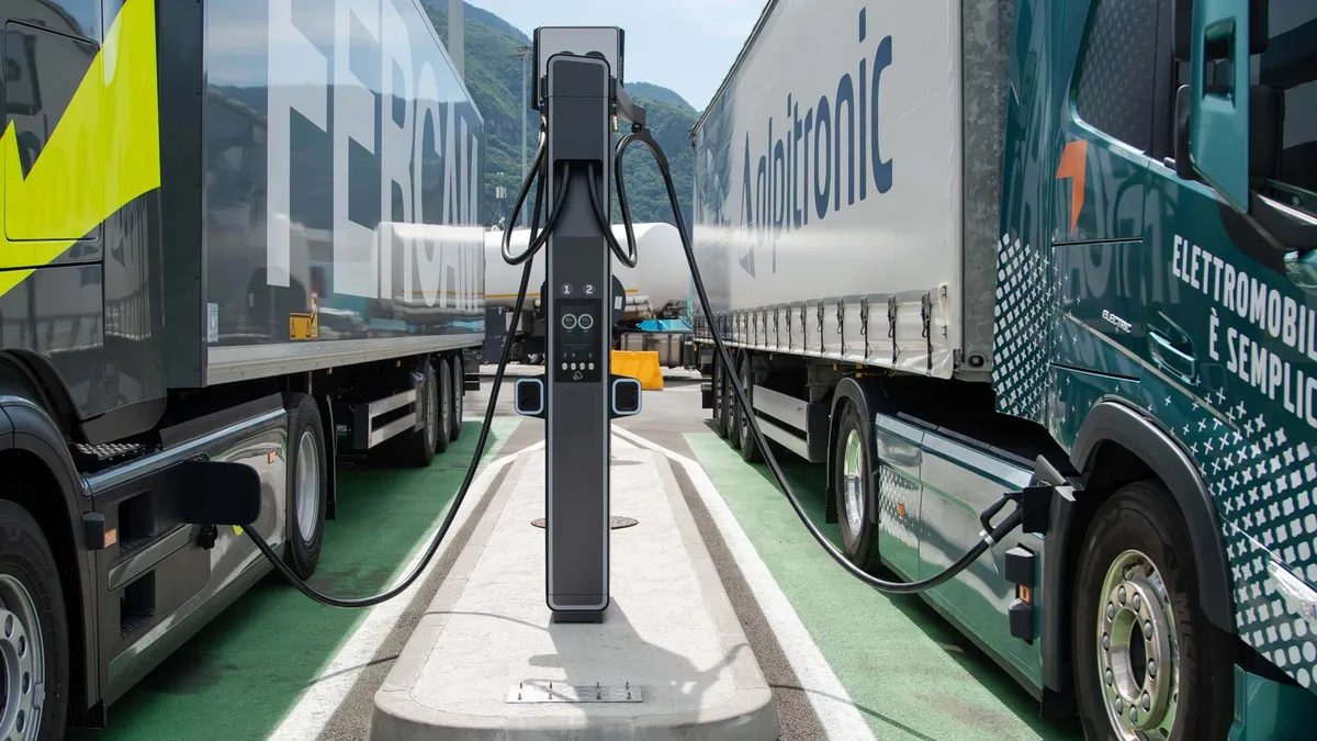 Camion elettrici: attiva sulla A22 la prima stazione di ricarica da 1 Megawatt