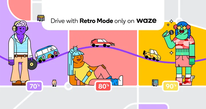 Waze ci porta in un viaggio negli anni '70, '80 e '90 con Retro Mode