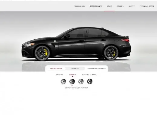 Alfa Romeo Giulia: il configuratore in USA