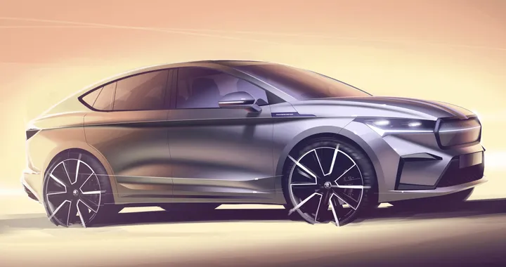Skoda Enyaq Coupé iV, un bozzetto anticipa il look del SUV Coupé elettrico