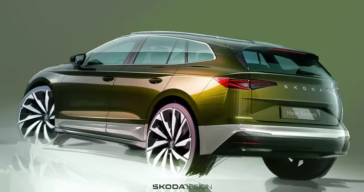 Skoda Enyaq, alcuni bozzetti anticipano il look del restyling del SUV elettrico