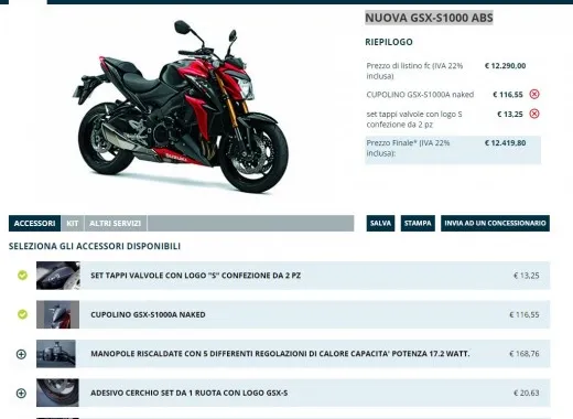 Suzuki lancia il configuratore online per moto e scooter