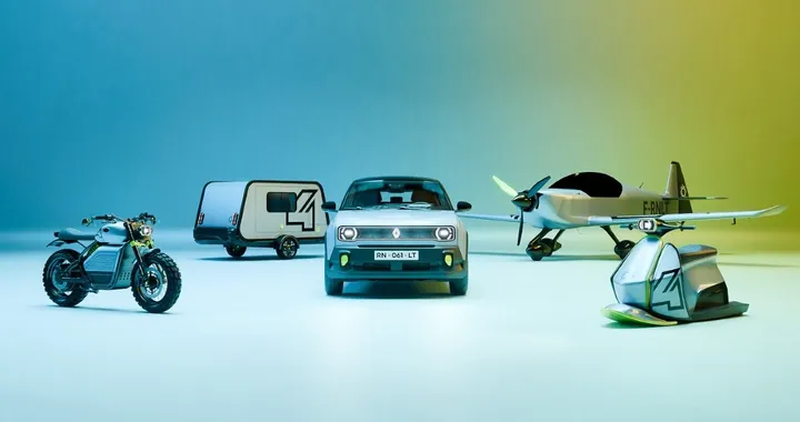 La Renault 4 E-Tech con quattro mezzi di trasporto unici al Salone di Parigi