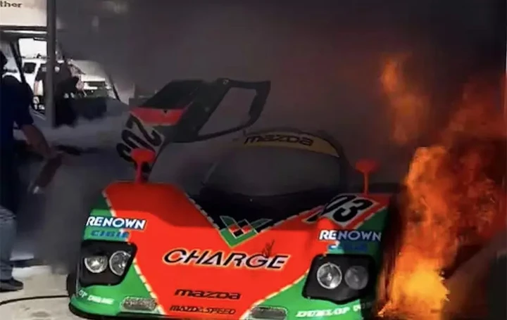 Incendio Laguna Seca: a fuoco rara Mazda 767B da 2 milioni