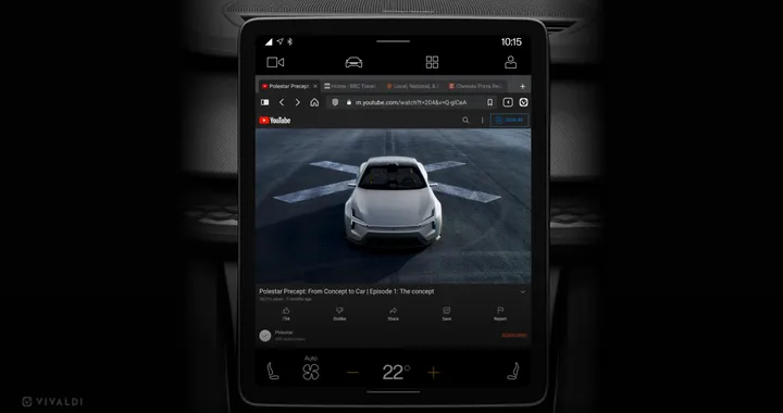 Polestar 2, il browser Vivaldi sbarca sull'infotainment dell'elettrica