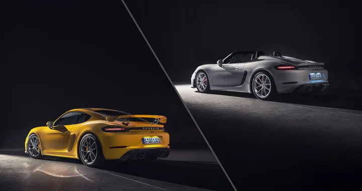 Porsche 718 Boxster Spyder e Cayman GT4: 4 litri, 6 cilindri, 420 CV