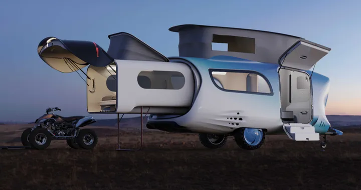 Whale Trailer Cabin, una roulotte modulare che si allunga per chi ama il campeggio