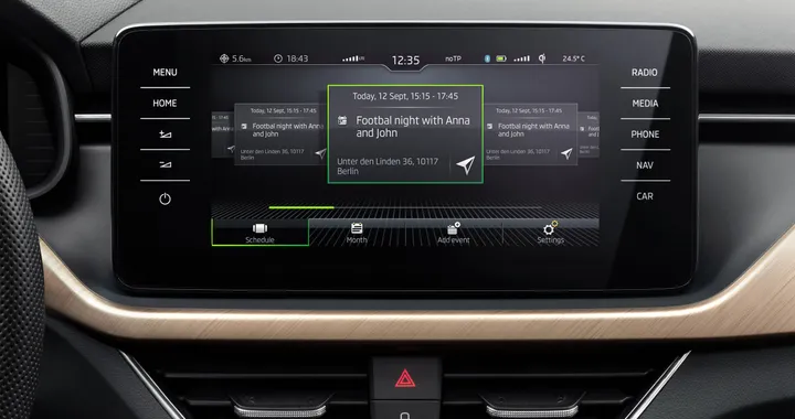 Skoda, l'auto diventa un ufficio mobile con la nuova Calendar App